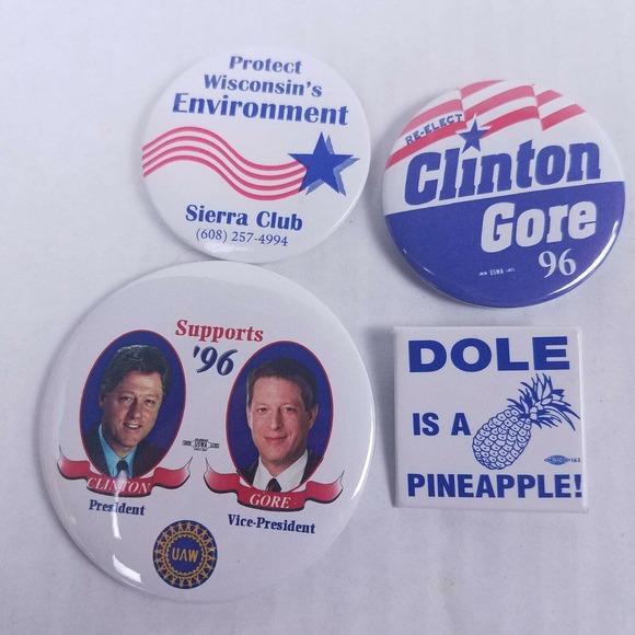 DNC Bill Clinton Al Gore Vintage Campaign Button 1996 UAW Lot - Picture 1 of 4